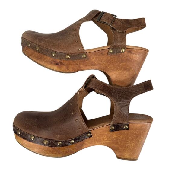 Sundance Five Worlds Leather Platform Clogs Womens Size 9 Womens T Strap Camel - Picture 13 of 13